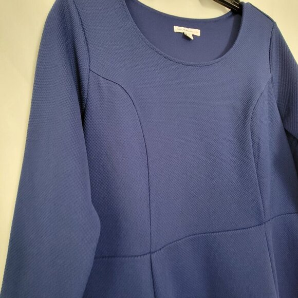 Isaac Mizrahi Medium Shift Dress QVC Royal Cobalt Blue Shift Waffle Knit 3/4 slv - Picture 5 of 9